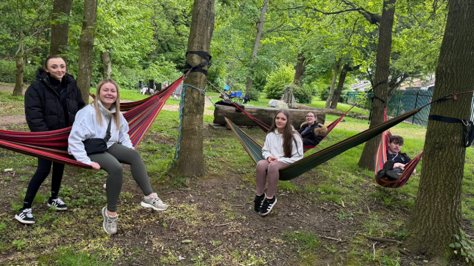 Picture of our students taking part in the Forest School